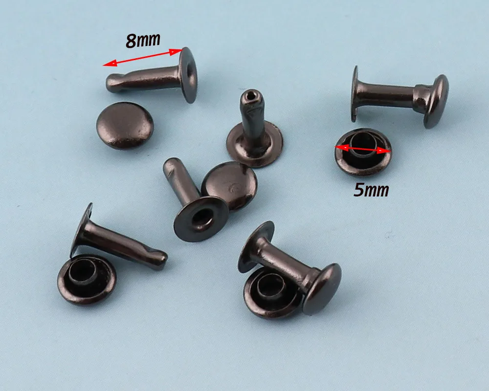 Круглые заклепки для сумки браслета 5 мм черные с двумя колпачками | Дом и сад