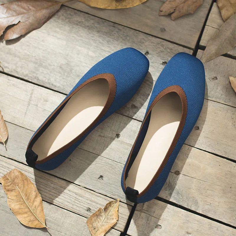 Женские сетчатые туфли в Корейском стиле лоферы на плоской подошве без застежки