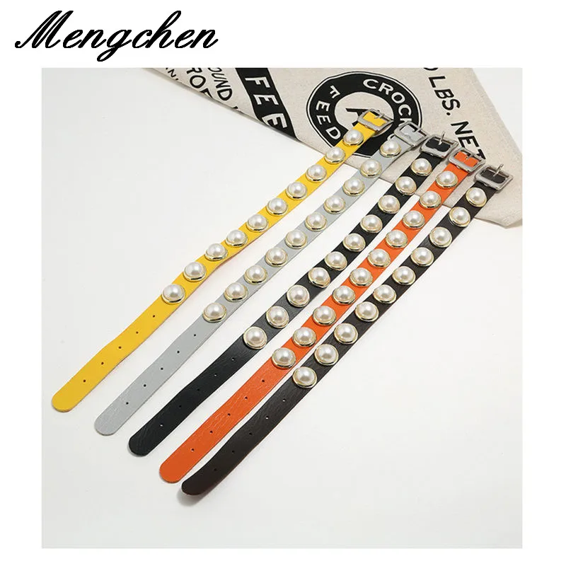 

Ожерелье-чокер из искусственной кожи с искусственным жемчугом