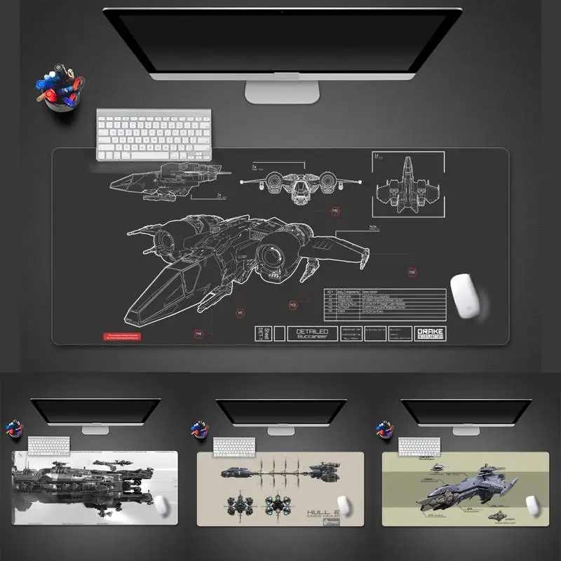 

Star Citizen Sci Fi Spaceship Fighter Laptop Gaming Mice Mousepad Desk Gamer Large Mouse Mat pad X XL Non-slip Laptop Cushion