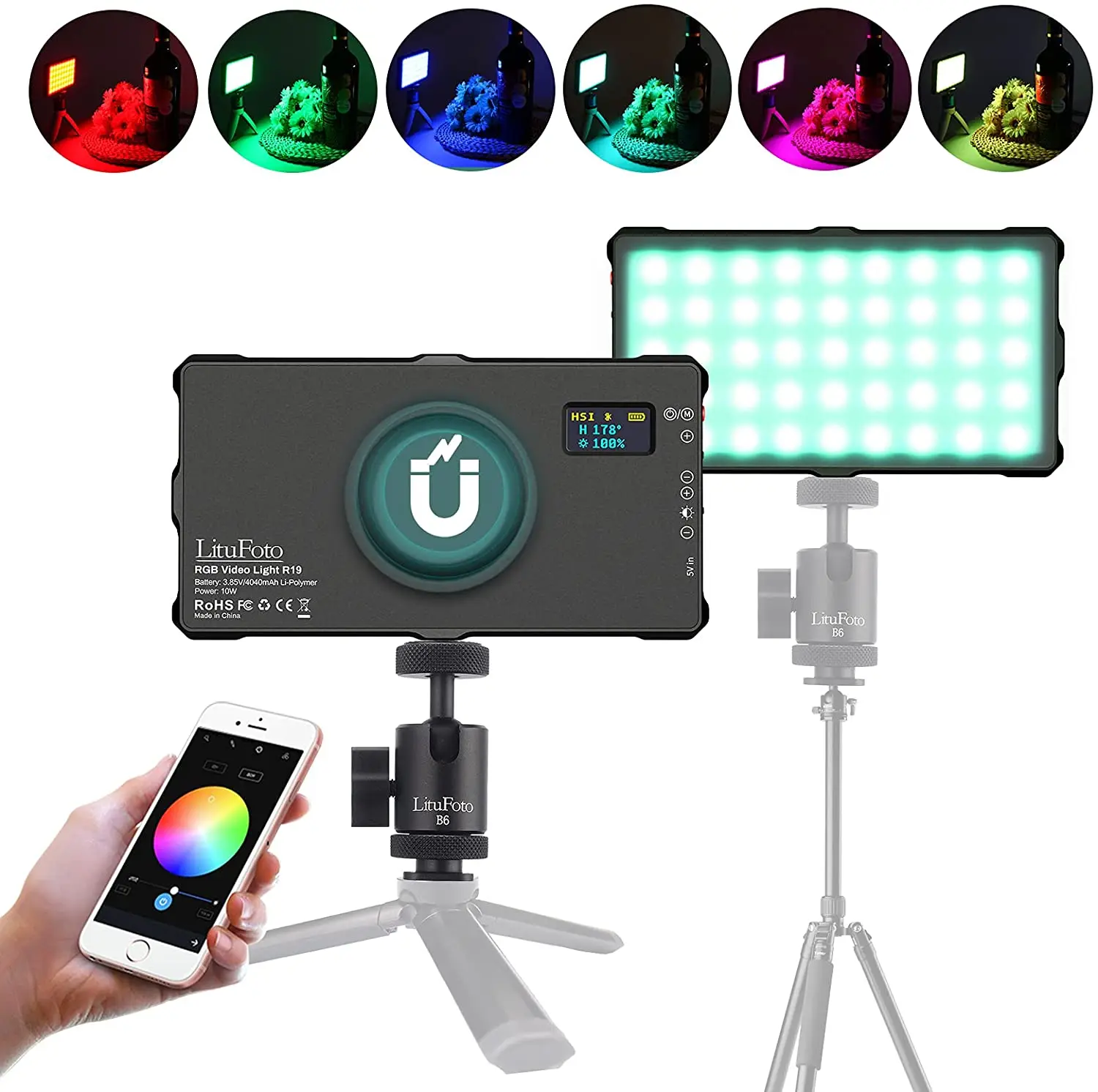 

Ультра-яркий портативный RGB светодиодный видео свет, многофункциональный заполняющий светильник с управлением через приложение/светодиод...