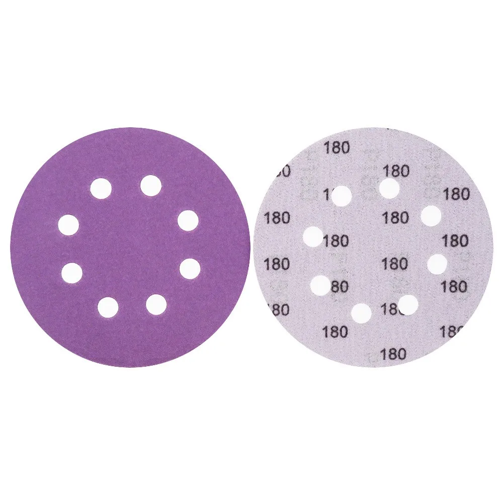 

10PCS 5 Inch 8 Holes Waterproof White Corundum Sanding Discs Hook&Loop Sandpaper For Wood Furniture Finishing,Metal Grinding