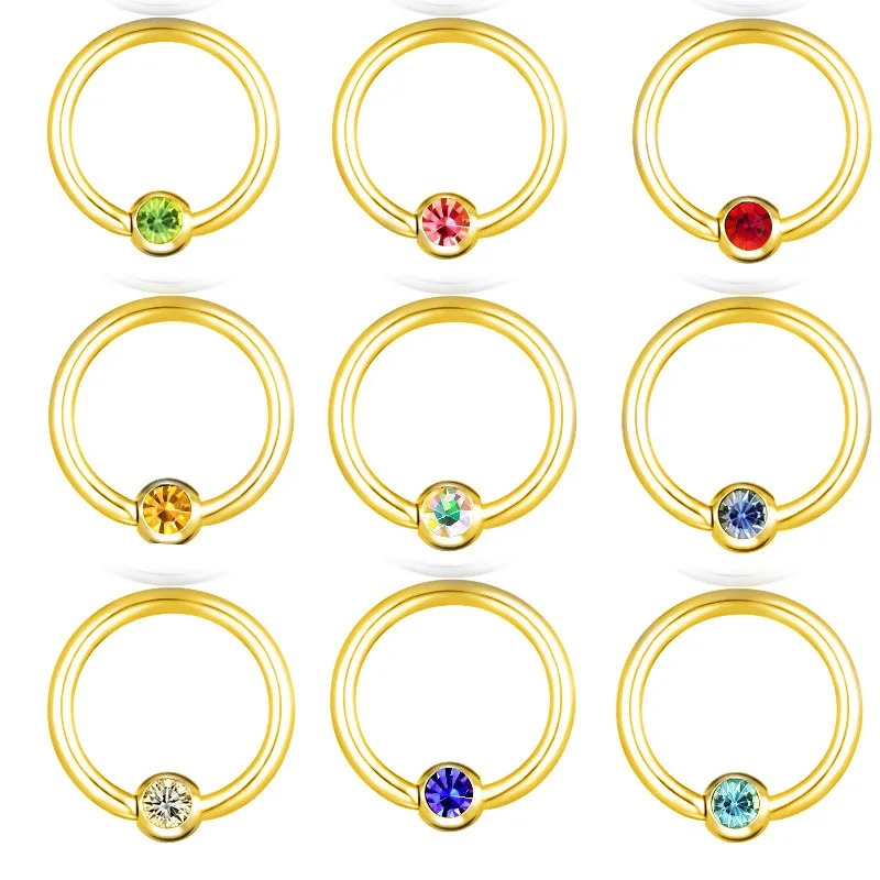 

2PCS Stainless Steel Crystal Captive Bead Ring Lot 16G Nose Piercing Hoop with Ball Cartilage Earring Hoop Helix Piercing Tragus