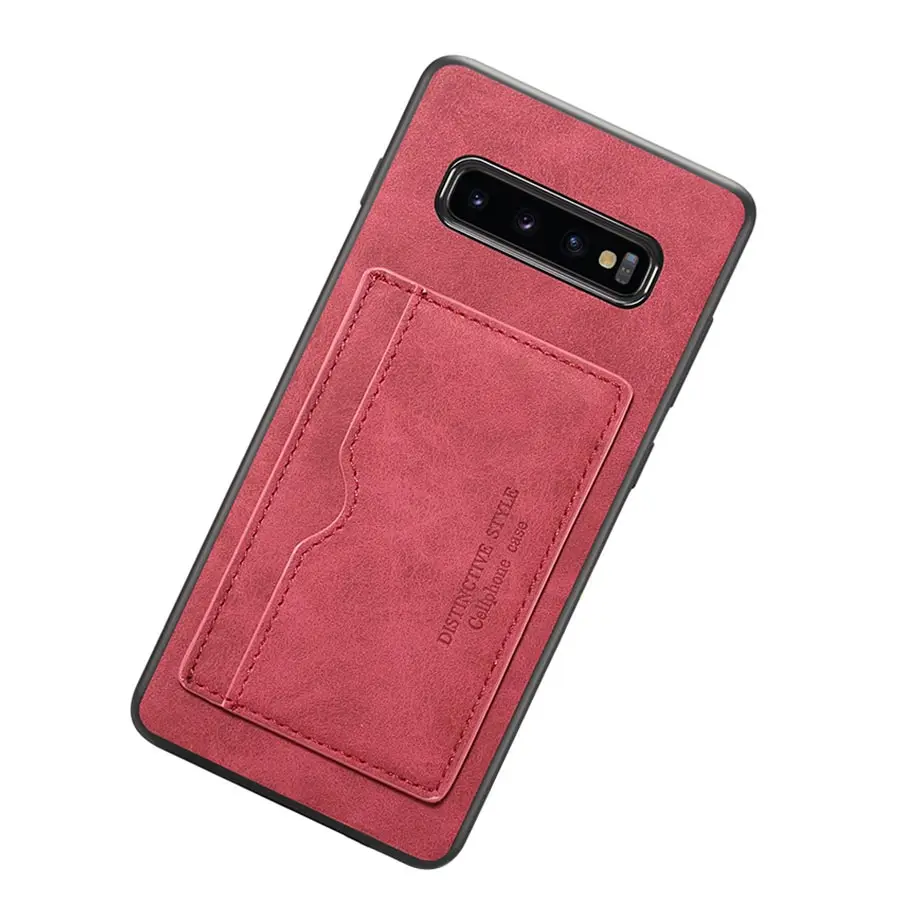 Винтажный держатель для карт, чехол для телефона samsung Note 9 Note 10 pro, подставка-книжка, PU кожаный чехол для samsung S10 E Plus - Цвет: Red