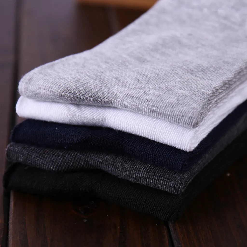 

Men's Soild Colour Socks Comfort Breathable Combed Cotton Crew Business Dress Meias Summer Simple Calf Socks For Male 10 Pairs