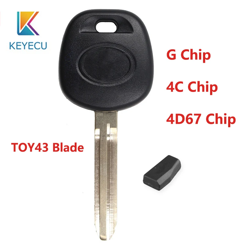 

KEYECU Replacement Transponder Key 4D67 / 4C / G Chip for Toyota SIENNA CAMRY AVALON Uncut Blank Blade TOY43 With LOGO