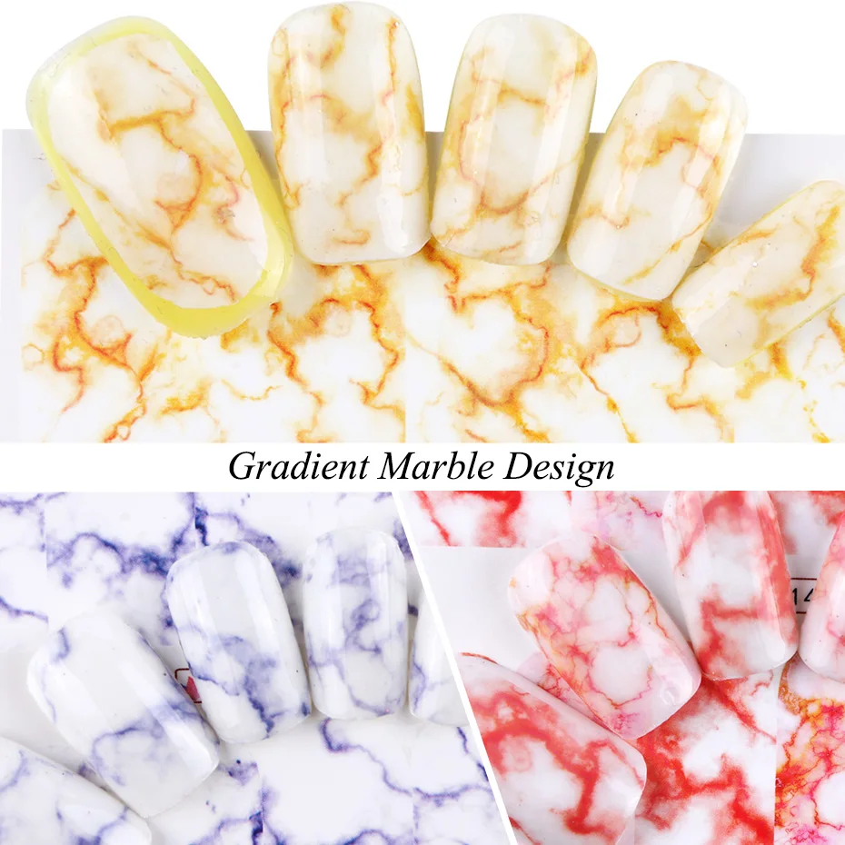 Наклейки для ногтей градиентные мраморные 1 шт. Переводные чернила черные полная