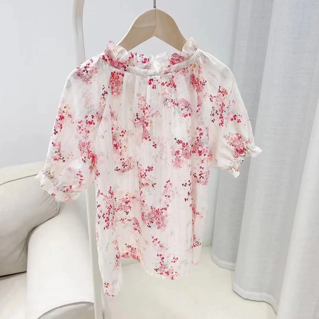 

Cherry small floral print dress pattern 2021 spring new product reservation baby Top