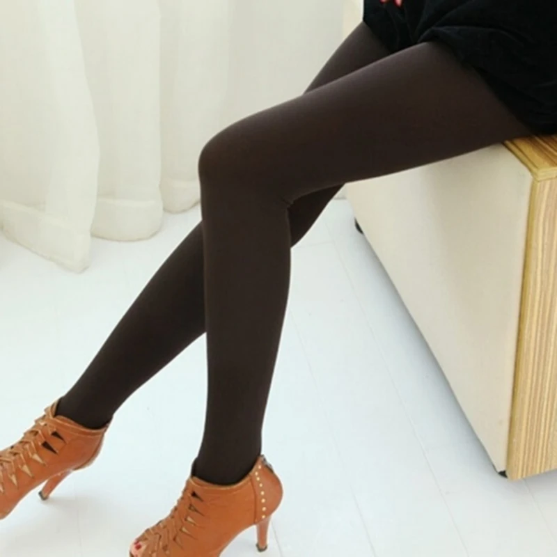 

Women Autumn Winter Thick Warm Legging Brushed Lining Stretchy Leggings Solid Color Ladies Bottoming Pantyhose