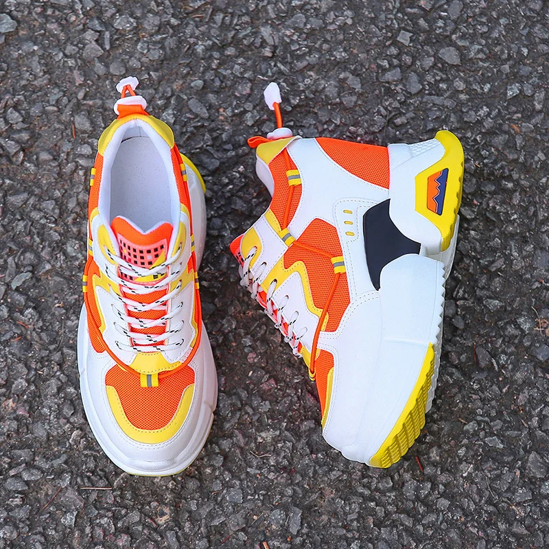 Кроссовки женские 2019 модные белые кроссовки брендовые Ретро туфли на платформе