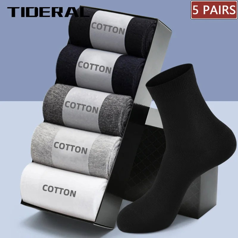 5 пар мужских хлопковых носков новые стильные черные деловые повседневные
