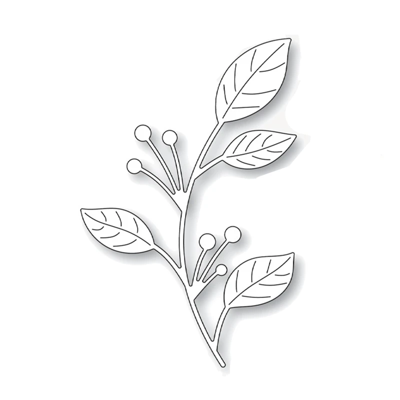 

2021 New Metal Cutting Dies for Scrapbooking Paper Making Etched Berry Branch Die Set Embossing Frames Card Crafts No Stamps