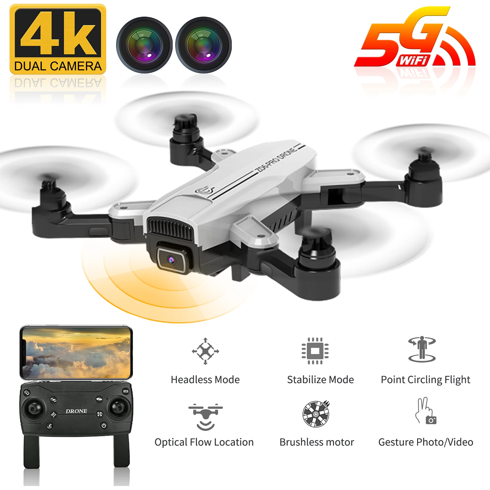 Квадрокоптер ZD6 PRO RC с GPS и двойной HD камерой 4K|Радиоуправляемые вертолеты| |