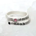 Кольцо Xiaojing из серебра 925 пробы, с выгравированным именем, с камнем, тройное, штабелируемое, ювелирные изделия на заказ, 2019