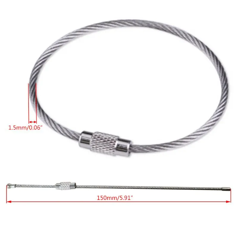 

Key Chain Rings Carabiner Cable Threaded Connection Wire Rope for Keychains Outdoor Hiking Jewelry DIY Accessories