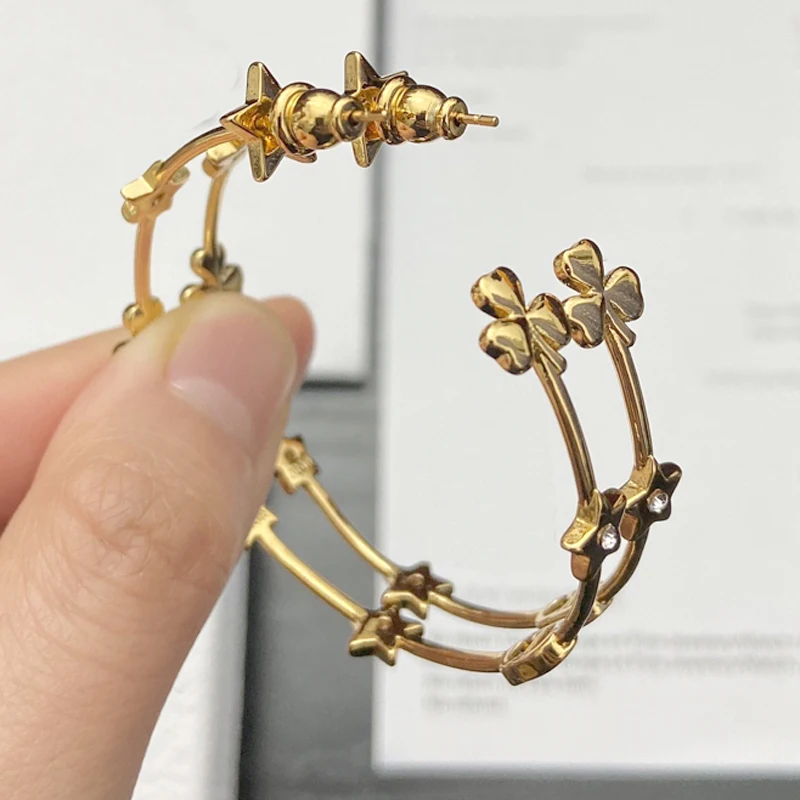 

Star earrings female 2021 new trendy atmosphere circle earrings