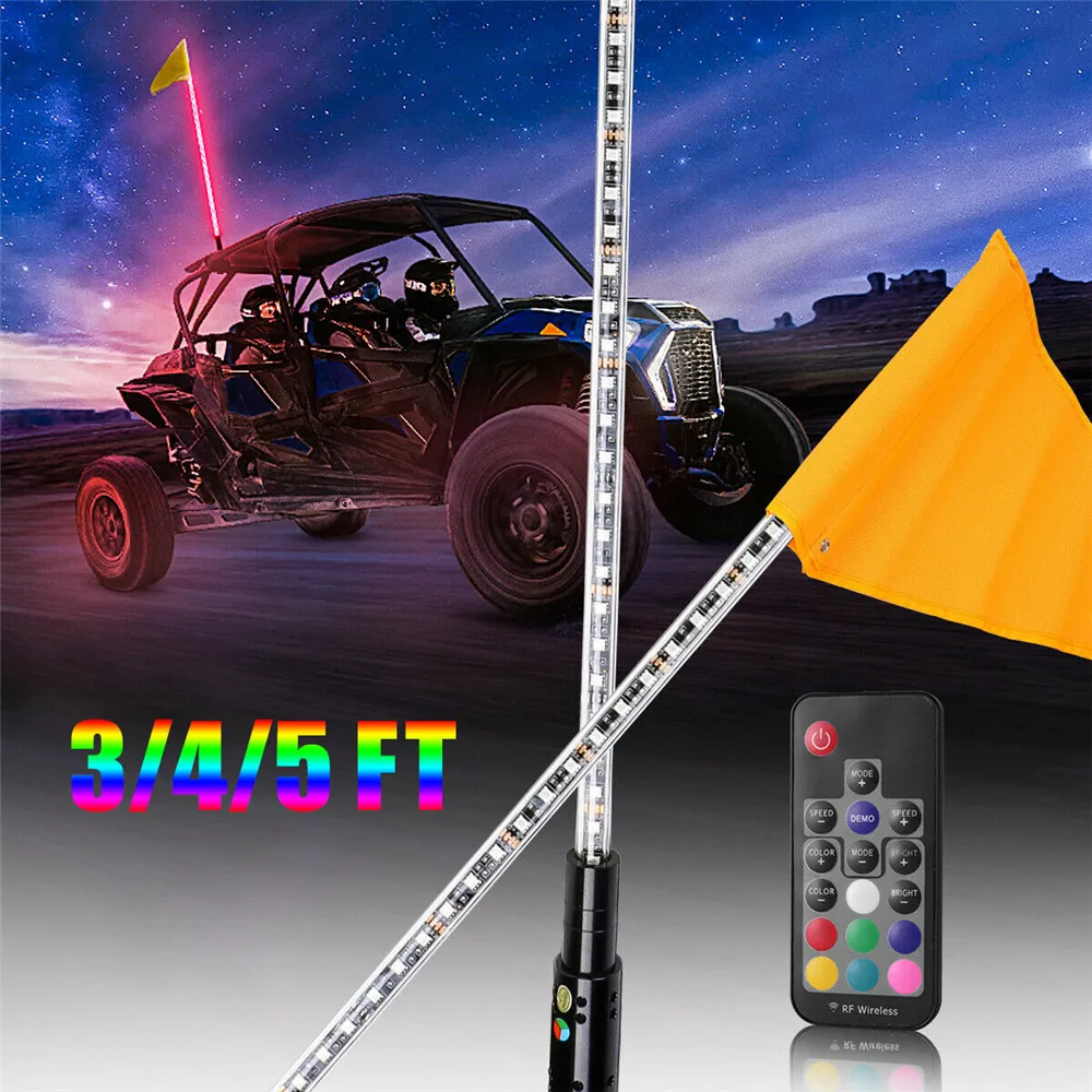 3/4/5 футов RGB светодиодная подсветка ed антенна свет кнут флаг шест для ATV UTV Polaris