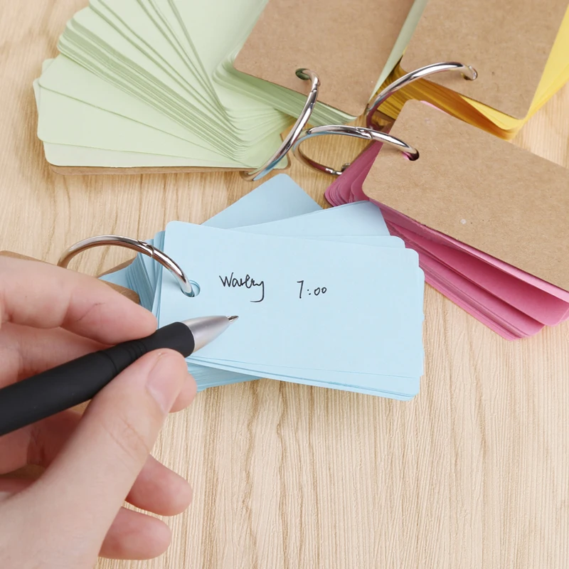 High Quality Kraft Paper Binder Ring Easy Flip Flash Cards Study Memo Pads DIY Stationery | Канцтовары для офиса и дома
