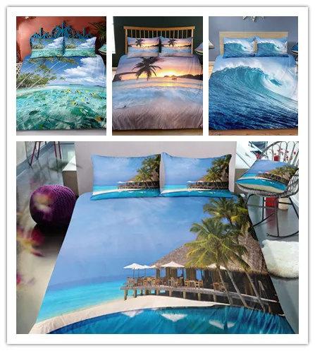 

3D galaxy морской печати постельное белье морской воды и оболочки печати неторопливо и очаровательно и красиво море 2/3 шт