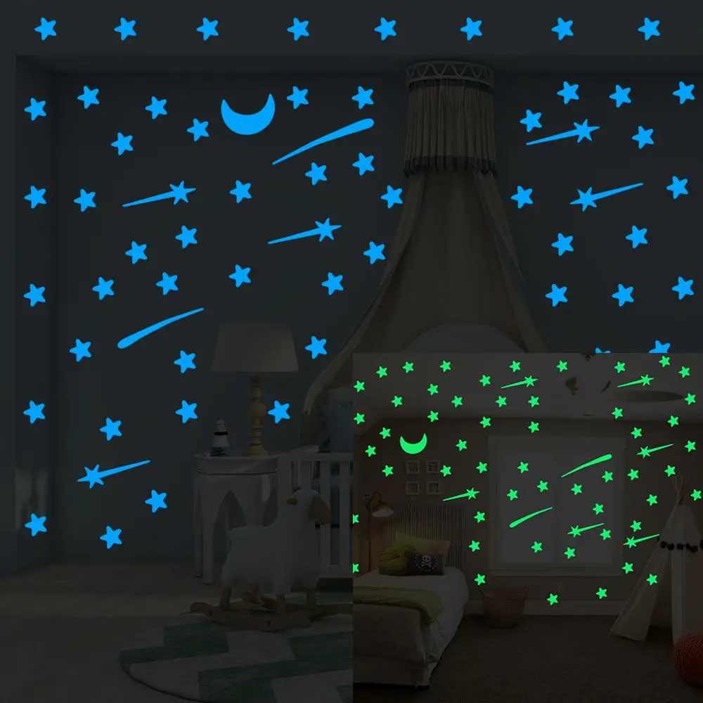 103 шт. светящиеся звезды метеоритная Луна Настенная Наклейка для детской комнаты