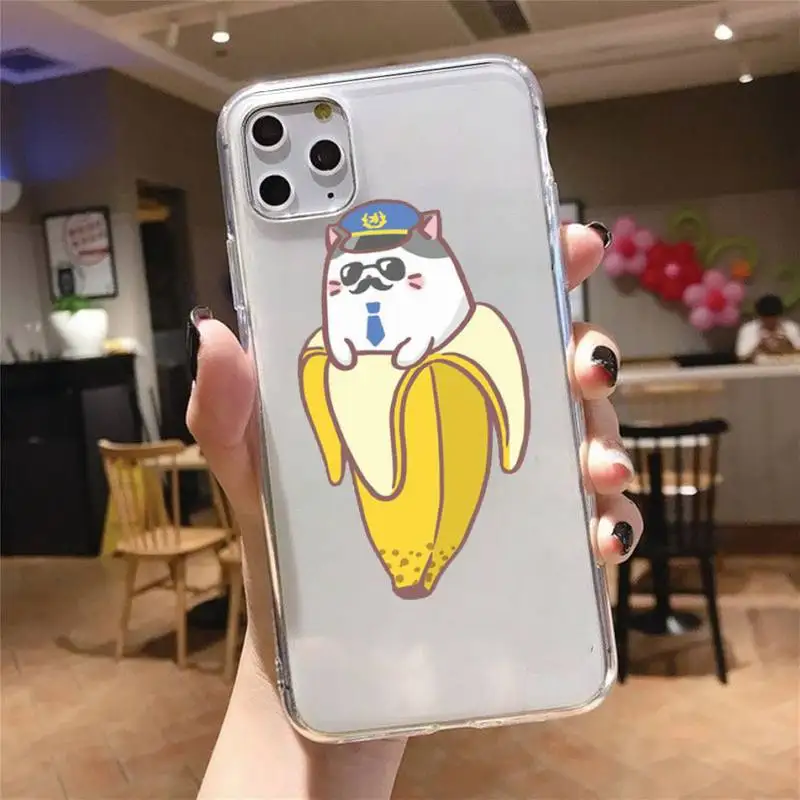 

Cute Cartoon Finger Funny Banana Phone Case Transparent for iPhone 6 7 8 11 12 s mini pro X XS XR MAX Plus