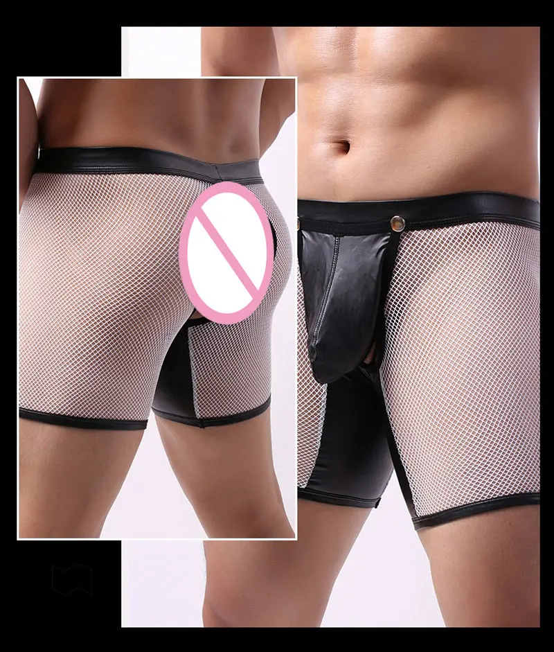 Мужские трусы-боксеры из ПУ кожи с U-образным выпуклым мешочком | Тематическая