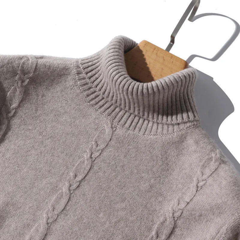 

Spring Winter New Men's Business Pure Cardigan Turtleneck Thick Sweater Solid Color Long Sleeve Knitted Clothing Oversized