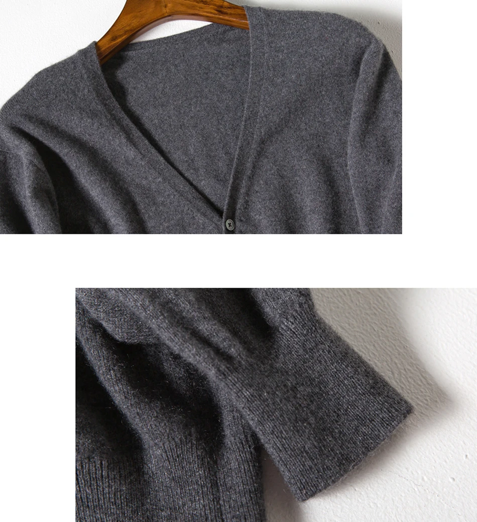 YJMY Inner Mongolian Cashmere Cardigan Men V-neck Button Ribbed Cuffs Hem Knit Spring Autumn Sweater in Slava Store