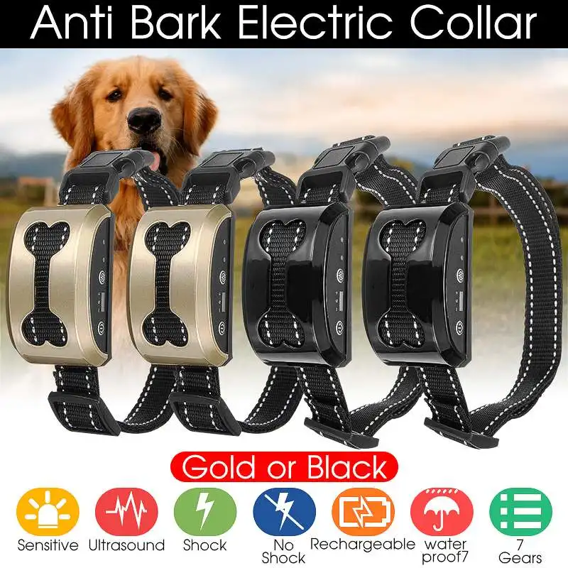 

7 Mode Intelligent Electric Ultrasonic Dog Training Collar Waterproof USB Dog Stop Barking Vibration Pet Dog Anti Barking Collar