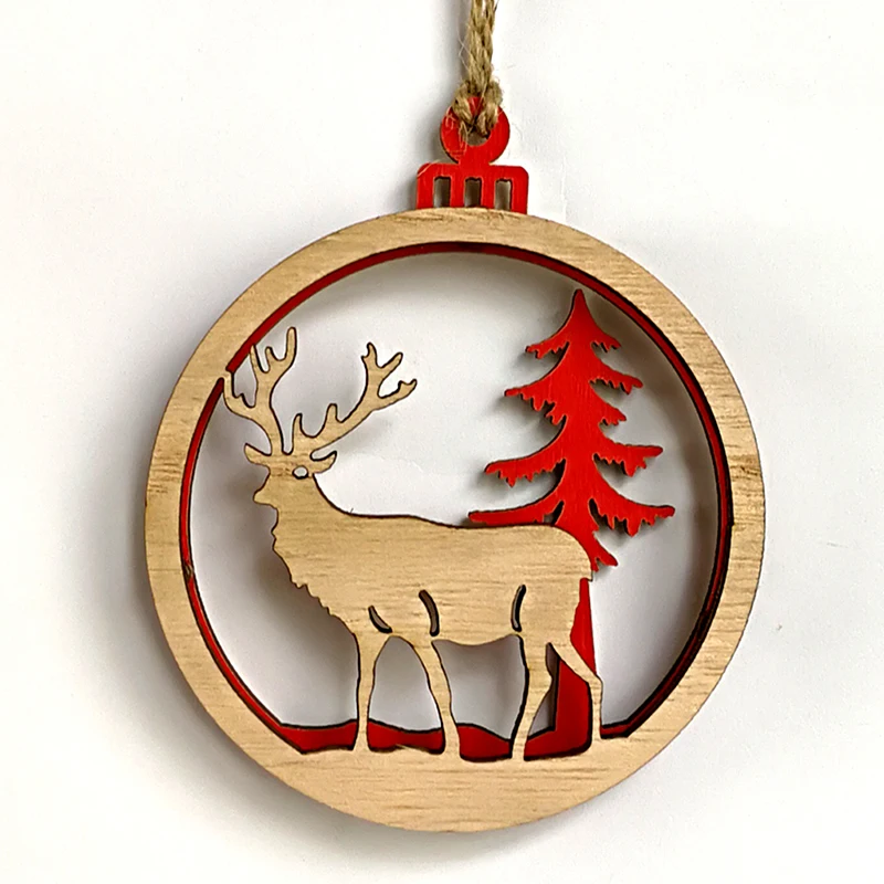 3 шт./компл. деревянные рождественские 3D маленькие Подвески Олень Рождественское