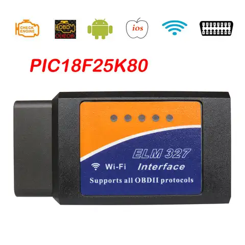 Диагностический сканер PIC18F25K80 OBD2, ELM327 V1.5 Wi-fi, iOS, автомобильный диагностический сканер Elm 327 в 1,5, Wi-fi ELM-327 OBD 2, диагностические инструменты