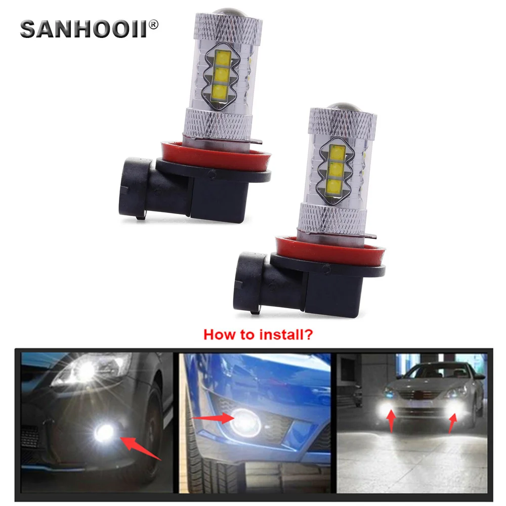 H8/H11 яркий белый светодиодный противотуманный светильник лампа PMMA объектив