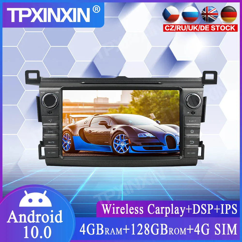 4+128B PX6 Android 10.0 For Toyota RAV4 2013-2015 Car Multimedia Player GPS Navi Head Unit Radio Audio Stereo Tape Recorder DSP - купить по