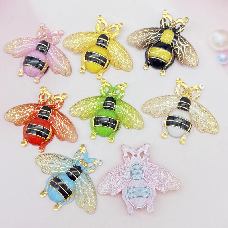 Новинка 10 шт. акриловые бусины в виде пчелы с плоской задней частью скульптура