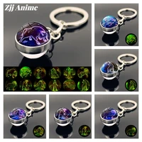 12constellation luminous keychain fashion double side cabochon glass ball keychain zodiac signs for men for women birthday gift