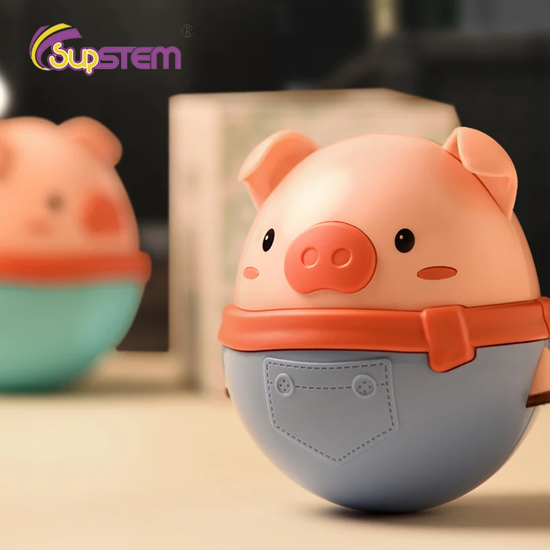 

Cartoon Animals Cute Piggy Teether Tumbler Doll Balance Bath Toy Bab Toy Comfort Baby For 6 Month Baby