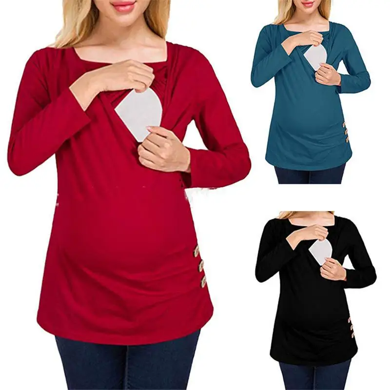Топ для кормящих женщин футболка с длинными рукавами беременных зимняя туника на