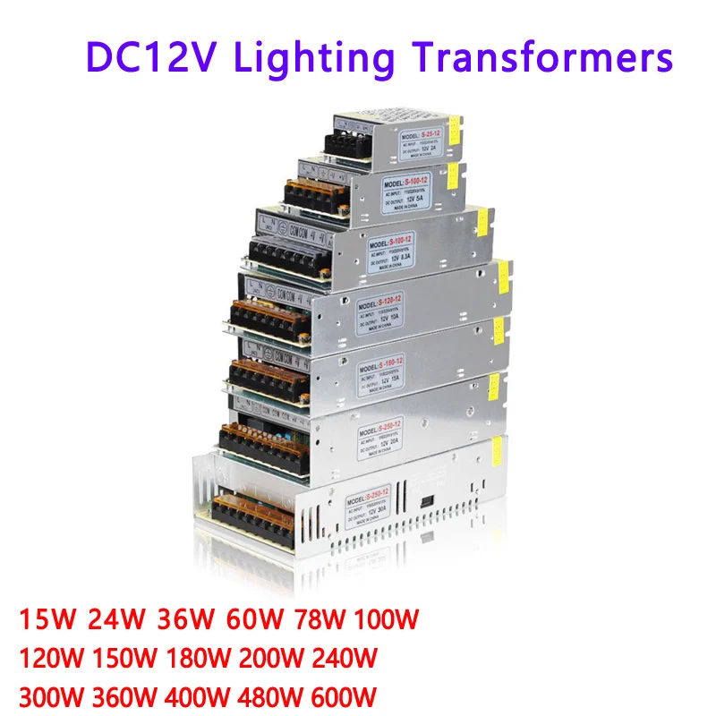 Power Supply 12v Led Driver Lighting Transformers 220V 12V 1.25A 2A 3A 5A 6.5A 8.5A 10A 12.5A 15A 16.5A 20A 25A 30A 33A 40A 50A