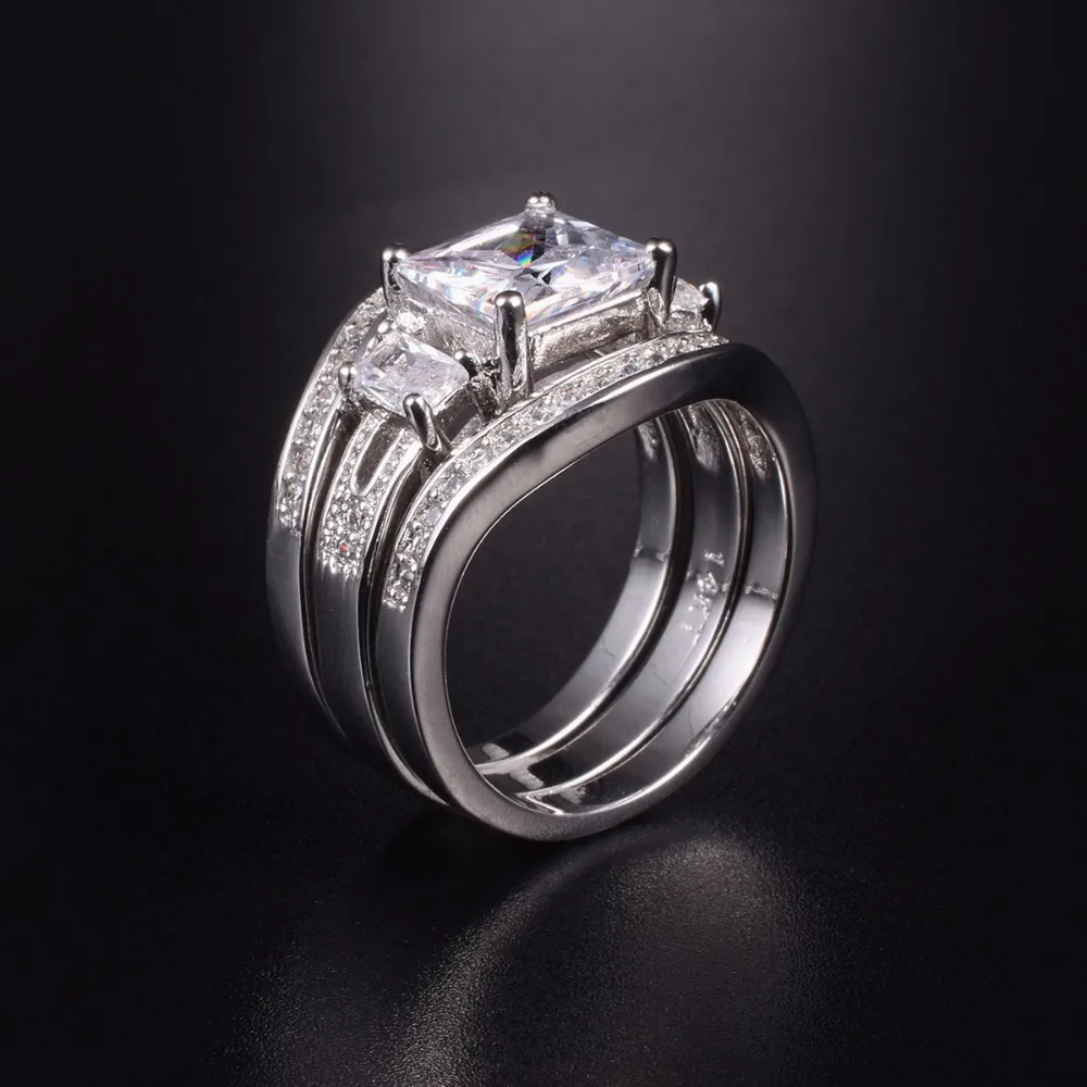 Роскошные комплекты колец из трех камней с имитацией бриллиантов 3 в 1