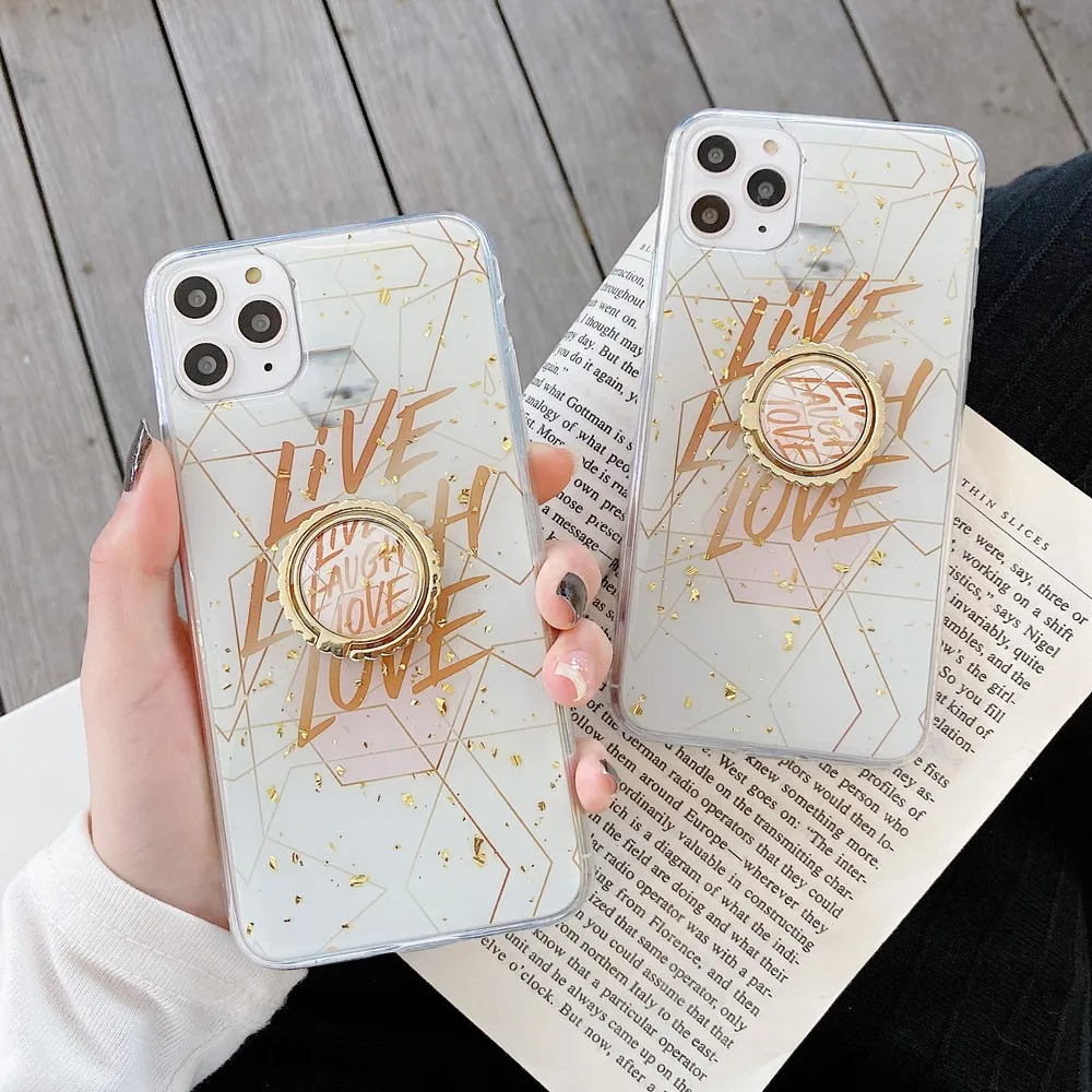 

Sequin LOVE ring phone case for iPhone 11 Pro X XS Max XR mobile phone cover 78plue fashion anti-fall protective sleeve bracket