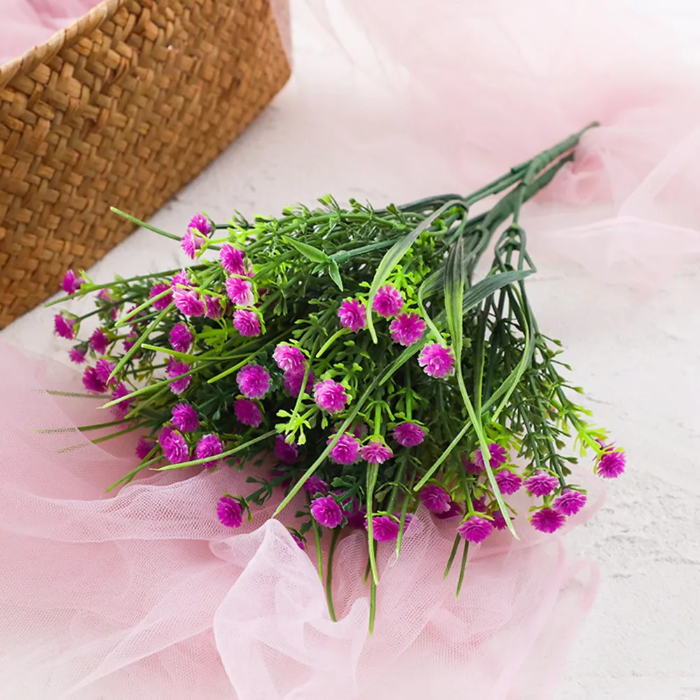 

1bundles Artificial Flowers Plastic Fake PlantsGypsophila Hanging Shrubs Outside Home Wedding Decor Reusable