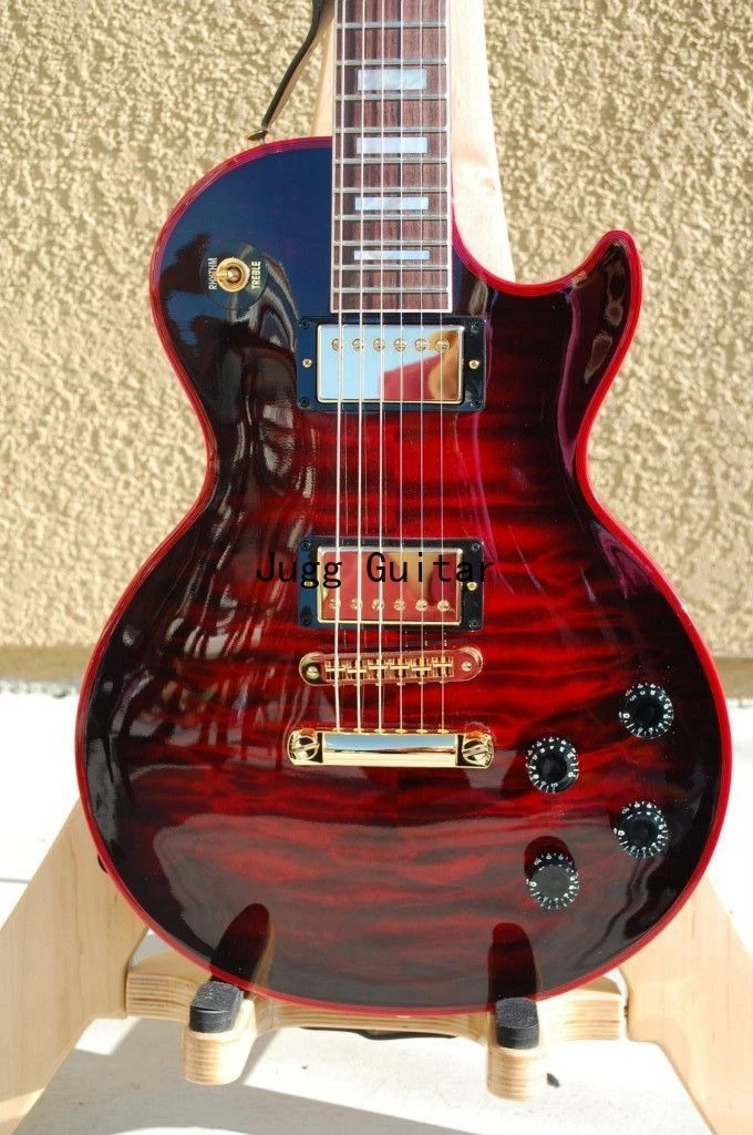

Quilted Maple Top Crimson Red Window Burst Electric Guitar Ebony Fingerboard, Red Binding, Red Inlay, Spider Serial Number