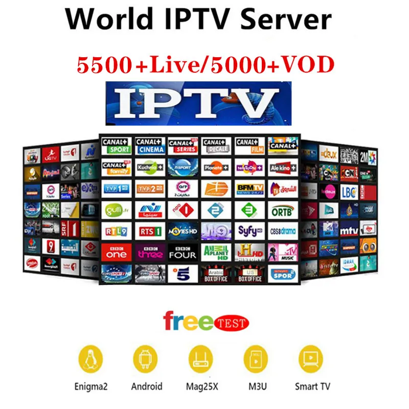 1 год Europn США Великобритания Бразилия Польша Французский Испанский IPTV подписка 5000Live Франция HD IPTV M3u Enigma2 vod спорт взрослых бесплатный тест