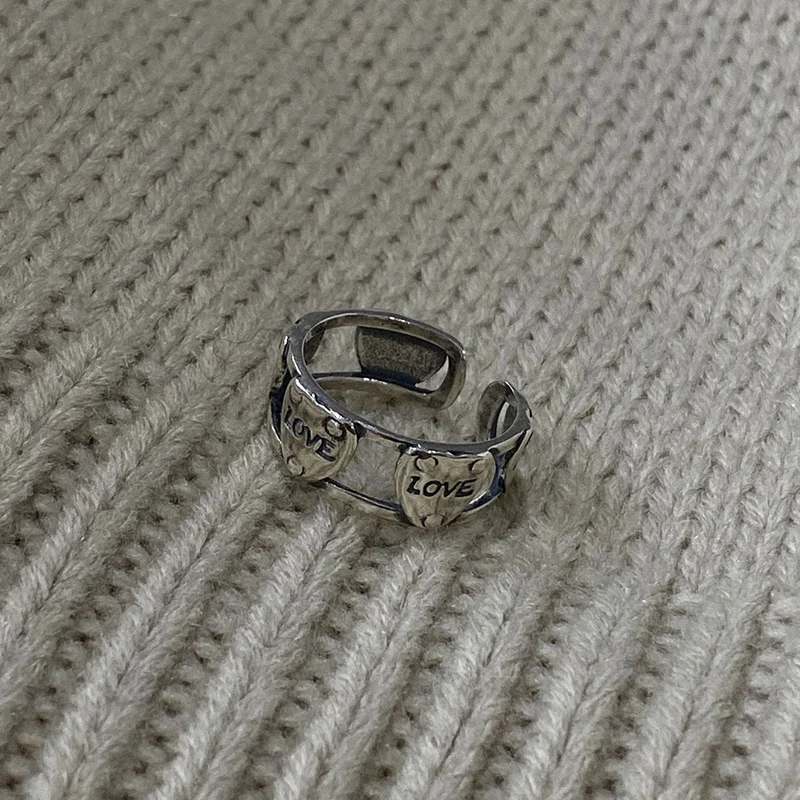 LouLeur 925 пробы серебряные кольца с сердечком, винтажные японские корейские креативные кольца для женщин 925, простые праздничные ювелирные изделия