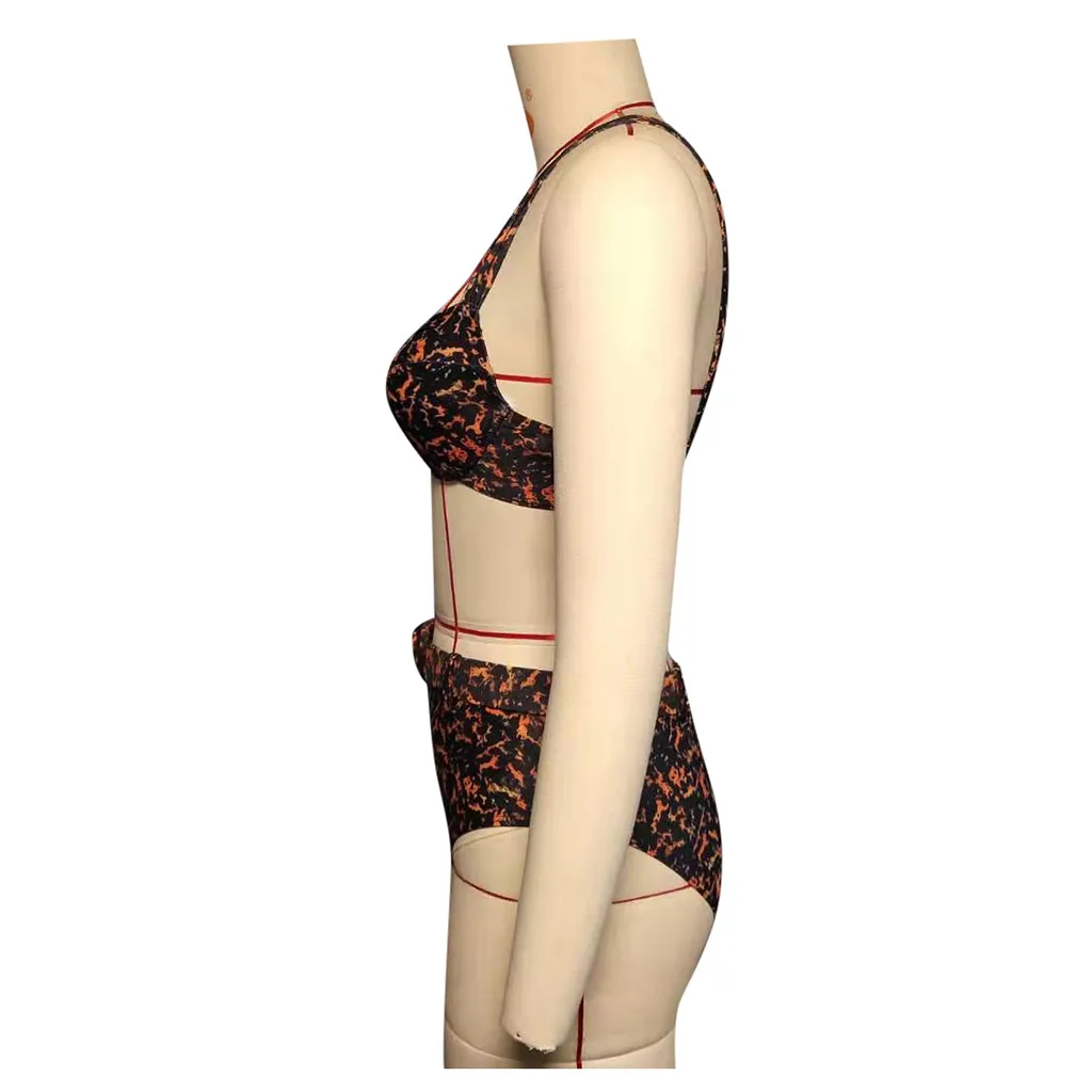 Женский сексуальный леопардовый бикини комплект из 2 предметов размера плюс с