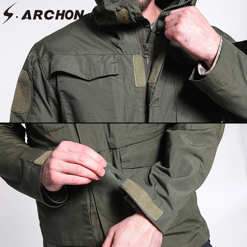 

S.ARCHON M65 Tactical Jacket Men Hoody Long Sleeve Windproof Thermal Windbreaker Casual Muti Pocket Soldier Military Army Jacket