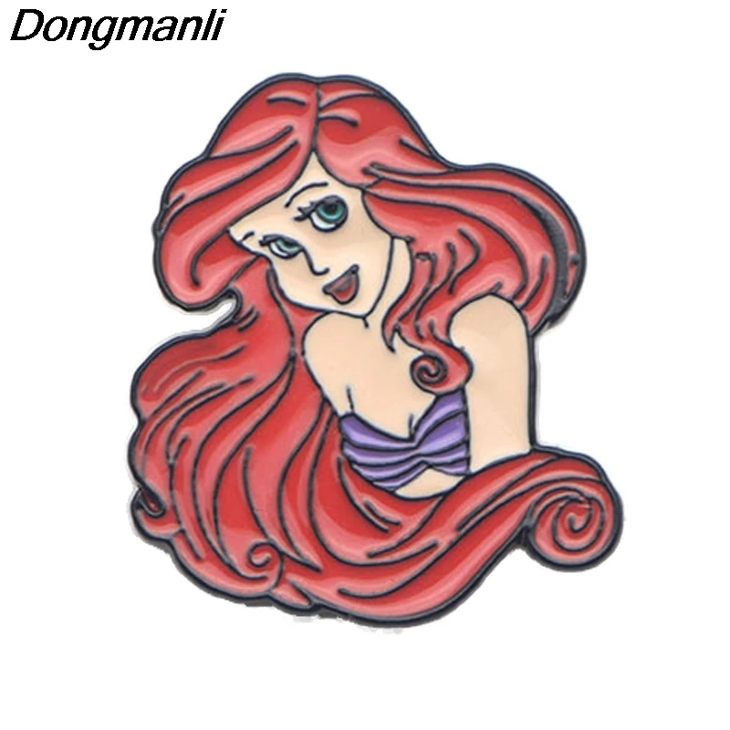 P3045 Dongmanli амулет-Русалка металлические эмалированные булавки и броши для женщин и мужчин нагрудные булавки рюкзак сумки шляпа значок подарки для детей