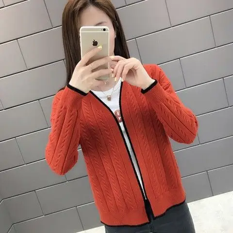 

Women's Long Sleeve Knitted Cardigan Loose Sweater V Neck Twist Stripes Simple Style Trendy Spring Fall