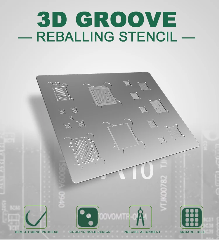 

Лучший черный 3D универсальный стальной сетчатый процессор NAND Baseband U2 IC для iphone A8 A9 A10 A11 A12 3D BGA реболлинговые канавки трафаретная сетка