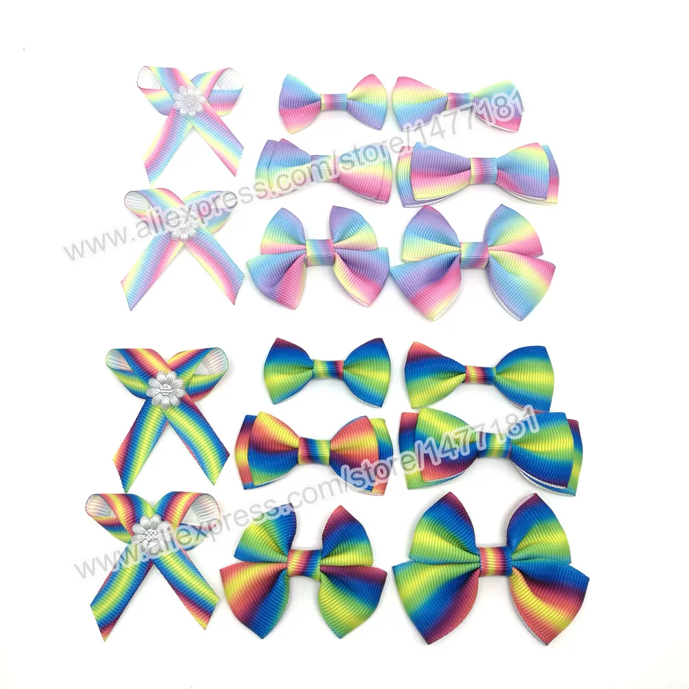 Радужные банты из ленты Grosgrain 4 см 5 6 маленькие Банты-Бабочки DIY ремесла Подарочная